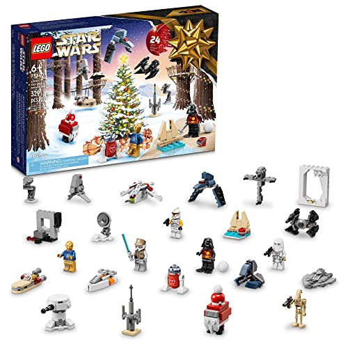 LEGO Star Wars 2022 Advent Calendar 75340 Building Toy Set for Kids, Boys and Girls, Ages 6+, 8 Characters and 16 Mini Builds (329 Pieces)